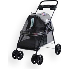 Zampa Tourist Kedi Köpek Arabası Gri 46 x 85 x 91.5 cm %100 Polyester Materyal ile 15 kg Taşıma Kapasitesi