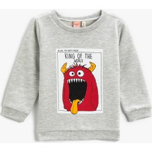 Koton Sweatshirt Canavar Baskılı Bisiklet Yaka