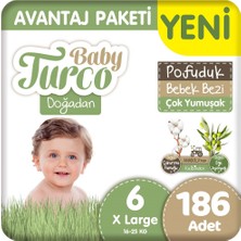 Baby Turco Doğadan 6 Beden Bebek Bezi Avantaj Paketi Pofuduk 62X3 186 Adet