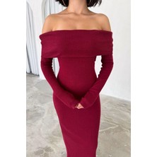 Ded Collection Kadın Madonna Yaka Kaşkorse Kumaş Uzun Elbise