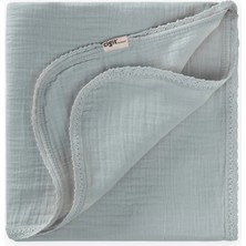 Cigit Dantel Işlemeli Tekkat Müslin Battaniye 100X100 cm +/- 3 cm Mint Yeşil