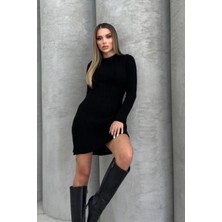 Ded Collection Kadın Mini Triko Bisiklet Yaka Elbise