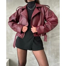 Meecy Kadın Oversize Kemerli Kadın Yeni Tarz Ceket