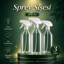 Nzb (3 Adet) Şeffaf Cam Görünümlü 500 ml 20 cm Çok Amaçlı Sprey Şişesi Kuaför Bitki Temizlik Püskürtme