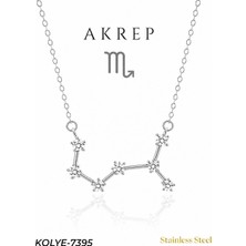 Auravelle Zirkon Taşlı Akrep Burcu Yıldız Haritası Gümüş Renk Çelik Kolye