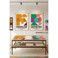 Tontilika Modern Geometrik 2'li Ahşap Çerçeveli Tablo Seti