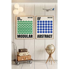 Tontilika Minimalist Geometrik 2'li Ahşap Çerçeveli Tablo Seti