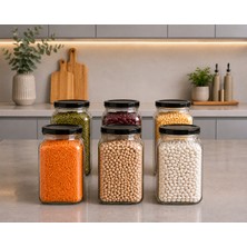 Mafa Home 6'lı Mutfak Bakliyat Erzak Saklama Kavanozu Seti Jumbo Boy 3 Litre Metal Kapak Etiket Hediyeli