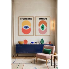 Tontilika Geometrik ve Soyut Tasarım 2'li Ahşap Çerçeveli Tablo Seti
