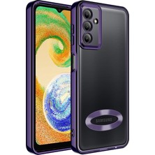 HTstore Galaxy Uyumlu A04S Kılıf Kamera Korumalı Logo Gösteren Zore Omega Kapak-Derin Mor