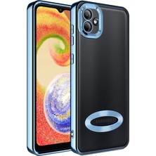 HTstore Galaxy Uyumlu A04 Kılıf Kamera Korumalı Logo Gösteren Zore Omega Kapak-Sierra Mavi