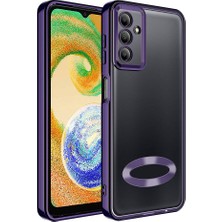 HTstore Galaxy Uyumlu A05S Kılıf Kamera Korumalı Logo Gösteren Zore Omega Kapak-Derin Mor