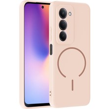 HTstore Xiaomi Uyumlu  Redmi 15 Kılıf M-Safe Şarj Özellikli Zore Meta Kapak-Rose Pembe