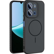 HTstore Xiaomi Uyumlu  Redmi 15C Kılıf M-Safe Şarj Özellikli Zore Tea Kapak-Siyah