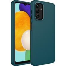 HTstore Galaxy Uyumlu A04 Kılıf Metal Çerçeve ve Buton Tasarımlı Silikon Zore Luna Kapak-Koyu Yeşil
