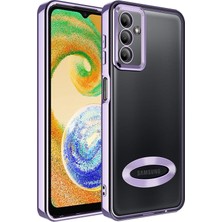 HTstore Galaxy Uyumlu A04S Kılıf Kamera Korumalı Logo Gösteren Zore Omega Kapak-Lila