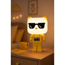 Mars Concept Çocuk Odası LEGO Figürlü Gece Lambası Sarı│sevimli Bebek Odası Masa Lambası 27CM