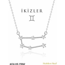Auravelle Zirkon Taşlı Ikizler Burcu Yıldız Haritası Çelik Kolye