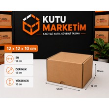 Kutu Marketim 12X12X10 cm ( 50 Adet )  Kapaklı Kraft Kargo Kutusu - E Ticaret - Kargo ve Paketleme Kutusu
