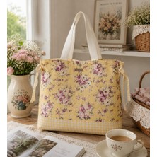 elisss bag Çiçek Desenli Kadın Çanta Piknik Çantası Lunchbag Bebek Çantası Plaj Çantası %100. Pamuk