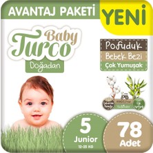Baby Turco Doğadan 5 Beden Pofuduk Bebek Bezi Avantaj Paketi 12-25 kg 78 Adet