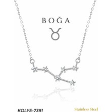 Auravelle Zircon Taşlı Boğa Burcu Yıldız Haritası Çelik Kolye