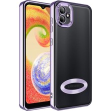 HTstore Galaxy Uyumlu A04 Kılıf Kamera Korumalı Logo Gösteren Zore Omega Kapak-Lila