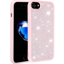 HTstore iPhone Uyumlu 8 Kılıf Parlak Taşlı Tasarım Zore Ston Kapak-Pembe