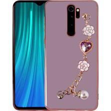 HTstore Xiaomi Uyumlu  Redmi Note 8 Pro Kılıf El Tutamaçlı Kamera Korumalı Zore Taka Silikon Kapak-Mor