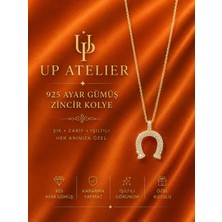 Up Atelier 925 Ayar Gümüş Ithal Zincirli Zirkon Taşlı Gold At Nalı Model