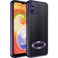 HTstore Galaxy Uyumlu A04 Kılıf Kamera Korumalı Logo Gösteren Zore Omega Kapak-Derin Mor
