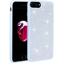 HTstore iPhone Uyumlu 8 Plus Kılıf Parlak Taşlı Tasarım Zore Ston Kapak-Mavi Açık