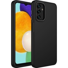 HTstore Galaxy Uyumlu A04 Kılıf Metal Çerçeve ve Buton Tasarımlı Silikon Zore Luna Kapak-Siyah