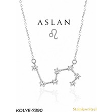 Auravelle Zirkon Taşlı Aslan Burcu Yıldız Haritası Çelik Kolye