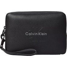 Calvin Klein Erkek Fermuar Kapama Deri Ck Desen Iç Bölme Siyah Cüzdan LV04D1257G-UB1