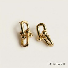 Mianach Modern Link Form Altın Küpe
