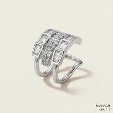 Mianach Baget Taş Detaylı Çok Sıralı Earcuff