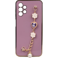 HTstore Galaxy Uyumlu A13 4g Kılıf El Tutamaçlı Kamera Korumalı Zore Taka Silikon Kapak-Mor