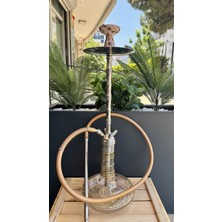 Çelik Nargile Takımı (Çanta Lüle Maşa Dahildir) /dip Dekor Gold