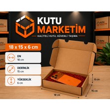Kutu Marketim 18X15X6 cm ( 50 Adet )  Kapaklı Kraft Kargo Kutusu - E Ticaret - Kargo ve Paketleme Kutusu