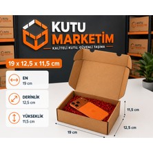 Kutu Marketim 19X12,5 X11,5  cm ( 50 Adet )Kapaklı Kraft Kargo Kutusu - E Ticaret - Kargo ve Paketleme Kutusu