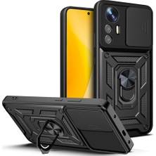 HTstore Xiaomi Uyumlu  Mi 12 Lite Kılıf Magnetik Standlı Kamera Korumalı Zore Sürgülü Vega Kapak