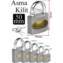 Artlantis Orta Boy Asma Kilit 50 mm 1 Adet Thor Plus Paslanmaz Metal Asma Kilit Dayanıklı Yedek Anahtarlı Zincir Kilidi Kapı Bahçe