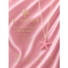 Up Atelier 925 Ayar Gümüş Ithal Zincirli Pembe Deniz Yıldızı Model