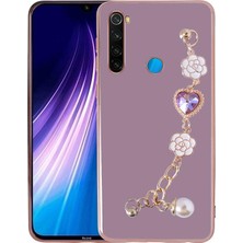 HTstore Xiaomi Uyumlu  Redmi Note 8 Kılıf El Tutamaçlı Kamera Korumalı Zore Taka Silikon Kapak-Mor