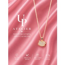 Up Atelier 925 Ayar Gümüş Ithal Zincirli Zirkon Taşlı Kedi Figürlü Kolye
