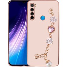 HTstore Xiaomi Uyumlu  Redmi Note 8 Kılıf El Tutamaçlı Kamera Korumalı Zore Taka Silikon Kapak-Pembe