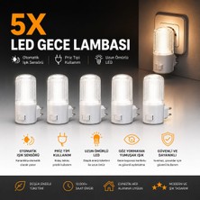 LED Energy 1W Priz Tipi Gece Lambası  5ADET Beyaz Işık  Açma Kapama Düğmesi