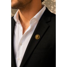 Herşey Nota Atatürk Büst Gold Renk Rozet Unisex Yaka Aksesuarı