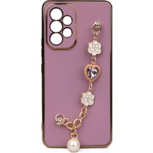HTstore Galaxy Uyumlu A53 5g Kılıf El Tutamaçlı Kamera Korumalı Zore Taka Silikon Kapak-Mor